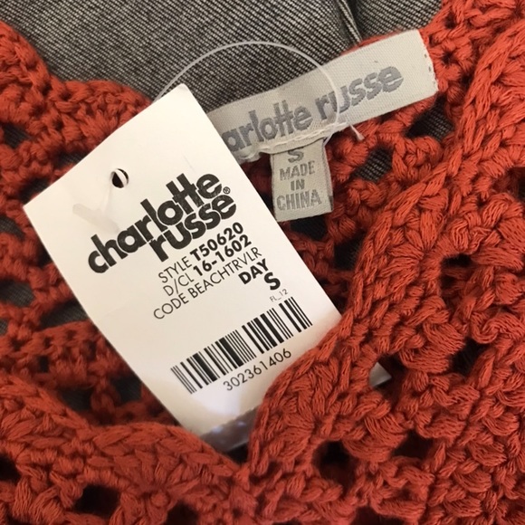 NWT Rust Red Crochet Crop Top - Picture 3 of 4